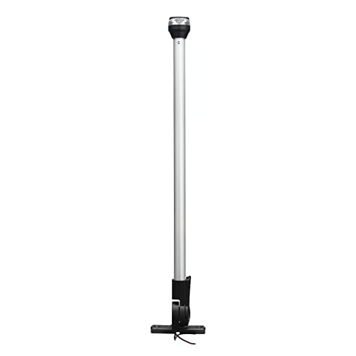 Young Marine 20 inch 2 Nautical Mile White LED Fold Down Boat Stern Light Boat Anchor Light for T-TOP Pontoon and Fishing Boat Navigation Anchor Lights All Round 360° White LED 12-24V (20"-1W)