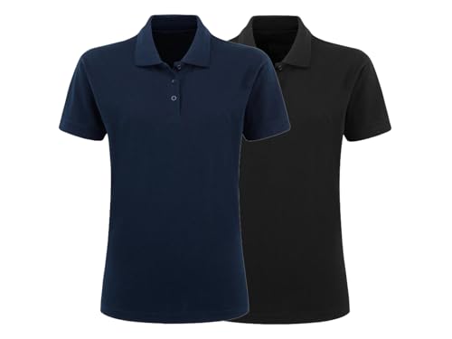 Image of NGWorld Pack of 2 Ladies Classic Polo Shirts - Black/Navy - 20