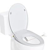 Hibbent Round Bidet Toilet Seats Non-Electric with Separated Self Cleaning Knob - Dual Nozzles Hygienic Washing for Rear & Feminine Cleansing - On/OFF Metal T Adapter Inclued(Round/Standard - SC208)