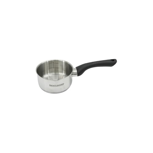 Fackelmann 680341 - Cazo de cocina (acero inoxidable, 12 x 6 cm, 12 cm, cacerola pequeña, sin PFAS, acero inoxidable 18/8, gris, 12 x 6 cm)