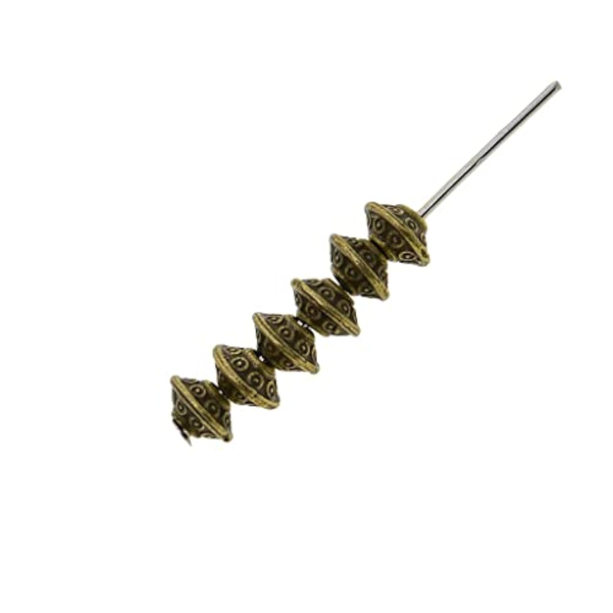 Vintage Bronze Pattened Bead Bicone Alloy Spacer Beads