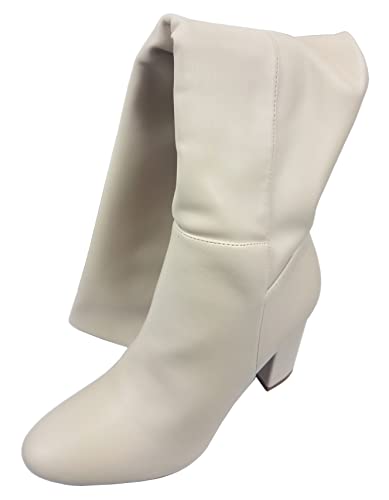 Top Moda Womens Classy High Heel Knee High Boots, Ivory, 9 #TOP4