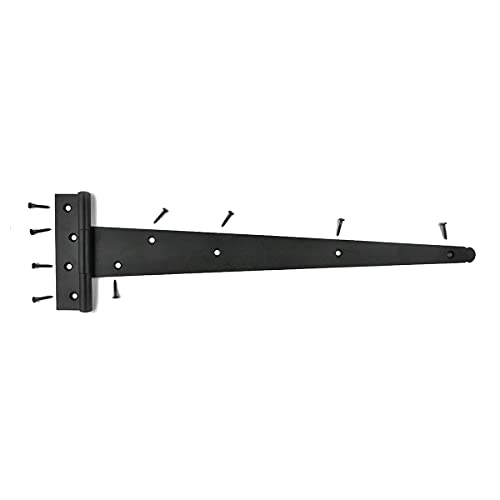 Renovators Supply Manufacturing Black T Strap Shed Door Hinge 19 Inch Rustic Flush Mount Cast Iron Barn Door Shed Hinge With Hardware #TOP3
