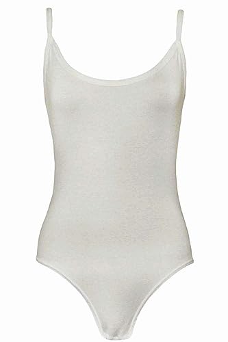 Image of Tease Womens Ladies Stretch Strappy Sleeveless Camisole Vest Bodysuit Leotard Uk 8-26 (16, Cream)