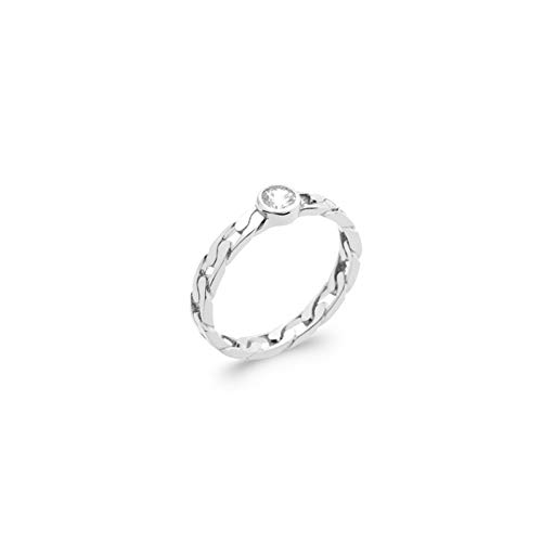 Bague motif chaînes zirconium argent massif 925 rhodié sans nickel femme