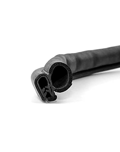 QWORK® Car Door Rubber Seal, U Shape Rubber Edge Trim with Side Bulb for Cars Boats RVs Trucks and Home Applications, Fits 1/16”-1/8” Edges (10FT)