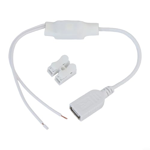 Adaptador de corriente alterna 220 V a CC 5 V USB transformador para cámara inalámbrica, color blanco, 30 cm de longitud del cable