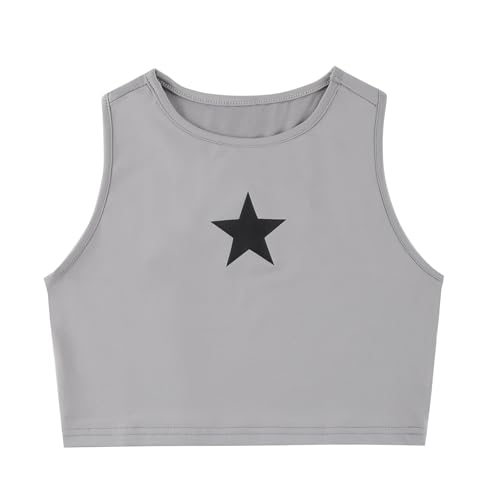 Image of EXARUS Girls Crop Tank Top Dance Hip Hop Outfits Cheer Cropped Top | Kids Tween Youth Summer Athletic Dance Convention Fitted Gymnastics Sleeveless Clothes