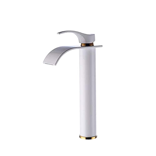 Robinet de lavabo à paragraphe court blanc mitigeur cascade bronze