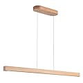 YISDESIGN 71" 60W Wood Linear Pendant Light Fixture Led Dining Room Light Dimmable Hanging Light Fixture for Kitchen Island Dining Room Pool Table Lights Natural