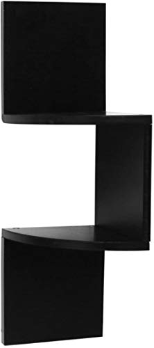 XZM Estantería de Pared de Esquina Zig Zag, Negra, pequeña