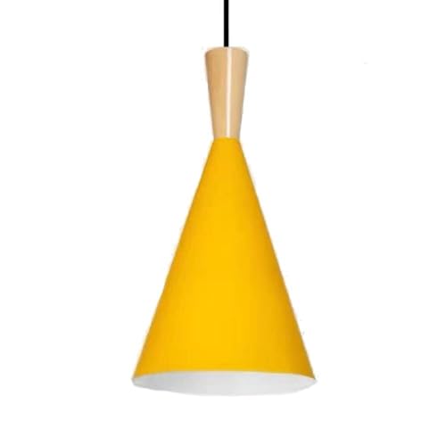 Lámpara colgante amarilla de metal con casquillo E27 para mesa de comedor 2