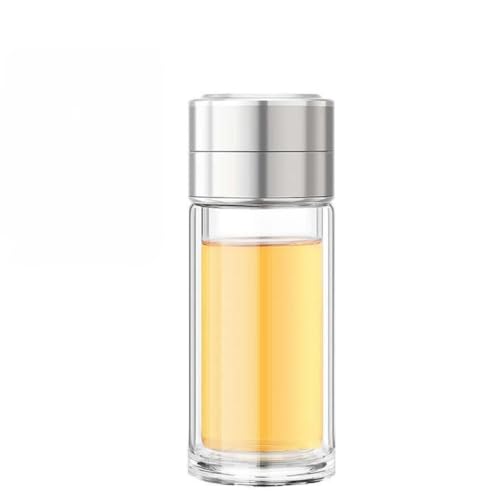 Image of Wosta Leakproof Glass Water Bottle with Stainless Steel Infuser Glass Tea Infuser Bottle with Strainer and Neoprene Sleeve for Loose Leaf Tea, Cold Brew Coffee. (O - STEEL, 300ML)