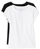 The Children's Place Girls Short Sleeve Basic Layering T-Shirt, Black/White 2 Pack, Medium