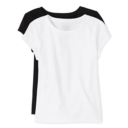 The Children's Place girls Short Sleeve Layering Tee, Pack of Two Shirt, Black/White 2 Pack, X-Large US