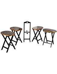 Red Lantern Rosewood TV Tray Set - Antique Gold