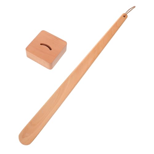 Calzador de madera mango largo 56 cm con base para personas mayores