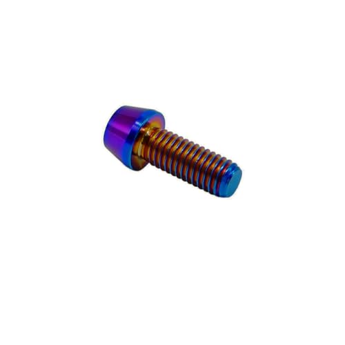 Image of RISON Titanium Bolts Ti Bolt M6*1.0 * 25 Hex Tapered Socket Head 5Pcs Burnt Blue Titanium Hex Tapered Head Bolt Screw for Bike stem