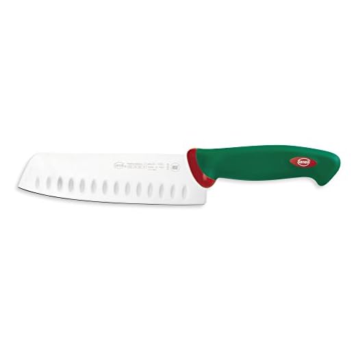 Sanelli Premana Professional Coltello Giapponese Olivato, Acciaio, Verde/Rosso, 31.0x3.0x6.0 cm