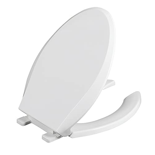 YYBD Vorne offen WC-Sitz Wird nie lösen, Gewerbe Heavy Duty WC-Sitze, Elongated, PP Kunststoff, Weiss Cover