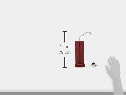 Amazon Basics AMZN-G30CR Filtration System | 30,000 Gallons, Chlorine, Taste and Odor Reduction Countertop Filter - Red Finish