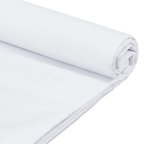 PH PandaHall The Yard - Tela de algodón blanco de 2,7 m, 1,1 m de ancho, tela de muselina bordada, tela de lino para costura, ropa, manualidades