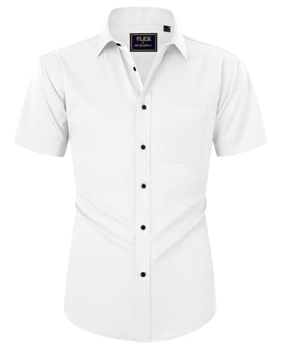 siliteelon Herren Kurzarm Hemden Casual Regular Fit Bügelfrei Business Hemd Faltenfrei Formales Hemd mit Tasche