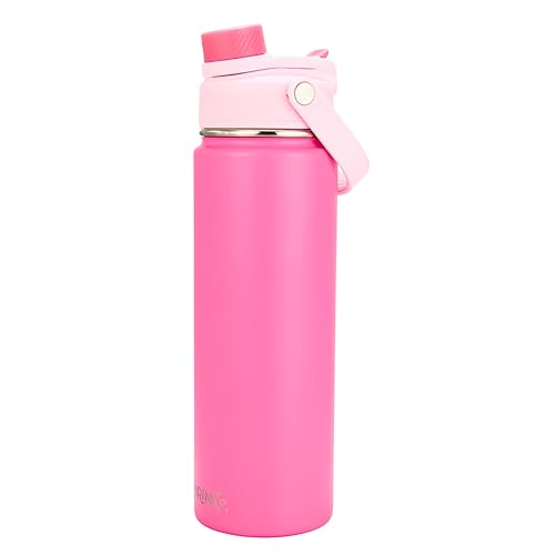 Image of Drinco Stainless Steel Water Bottle Spout Lid Vacuum Insulated Double Wall Water Bottle Wide Mouth Leak Proof Keep Cold Sport Camping Hiking (22oz Blossom Pink)