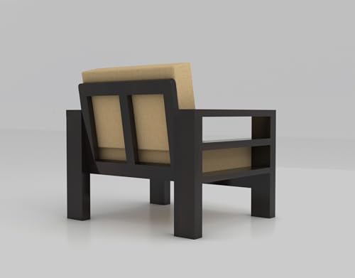 Image of Furniture Solid Sheesham Wood 1 Seater Sofa Set | Multipurpose Wooden Single Seater Lounge Sofa Set Furniture for Living Room, Home and Office (Walnut Finish)