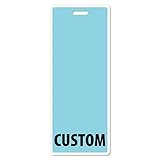 Custom Badge Buddy - in Full Light Blue Color - Vertical Oversized (50 Pcs) - Double Sided Full Color Backer Card with Border- Durable and Water Resistant with White Border by BadgeZoo