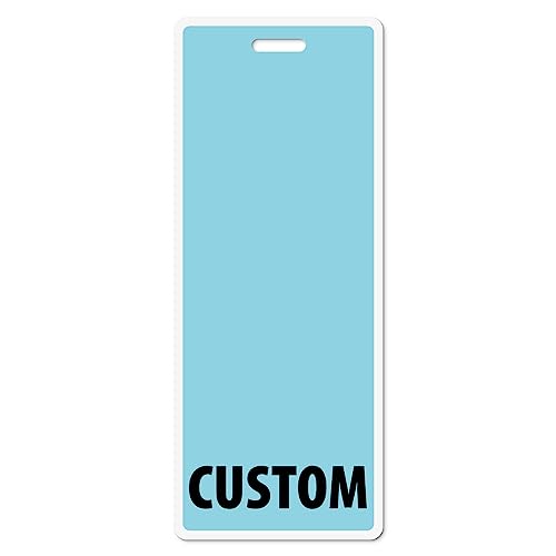Custom Badge Buddy - in Full Light Blue Color - Vertical Oversized (50 Pcs) - Double Sided Full Color Backer Card with Border- Durable and Water Resistant with White Border by BadgeZoo