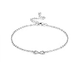 Philip Jones Silver Plated Infinity Anklet Created with Zircondia® Crystals