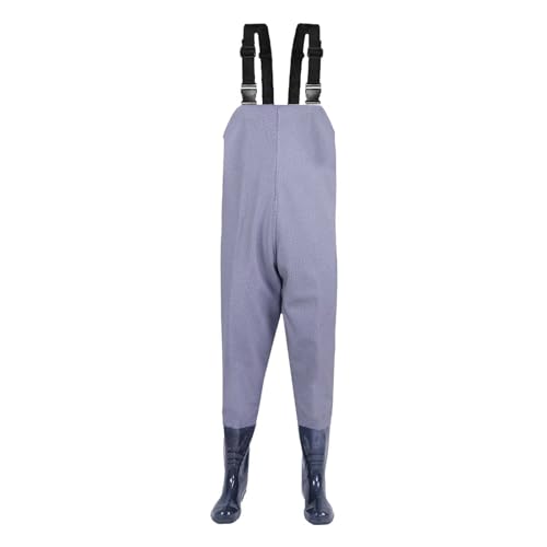 Wasserdichte Herren-Wathose – atmungsaktives Nylon-Pu Latzhose und Hosenträger mit Stiefeln, externem Reißverschluss und Handwärmertaschen, verstellbare Wathose für Angeln und Jagd, violett, 54