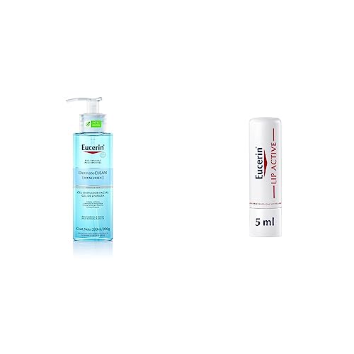 Eucerin Gel Limpiador Facial DermatoClean para piel normal a mixta, 200ml, empaque puede variar + Ph5 Bálsamo labial Protector de Labios FPS...