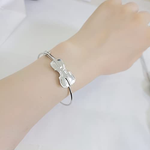 Senfai Music Lover Violin Stretch Bangle Bracelet Jewelry Gifts (Gold) #TOP3