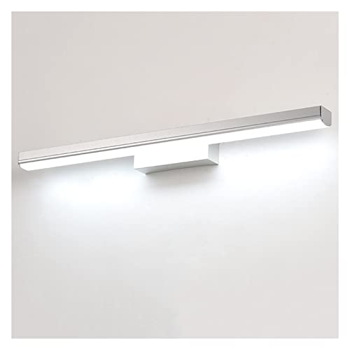 Espejo plateado con iluminación de tocador LED moderna y diseño creativo para baño