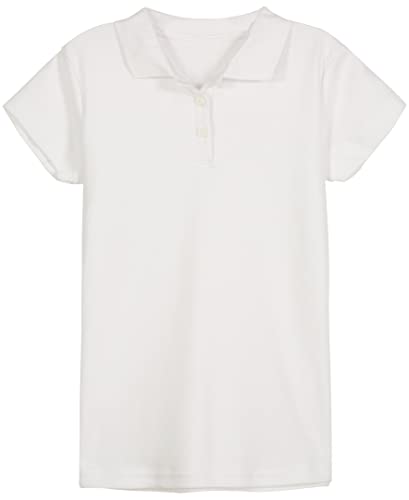 IZOD Girls' School Uniform Adaptive Short Sleeve Polo Shirt, Velcro Closure & Faux Buttons, Comfortable Interlock Fabric