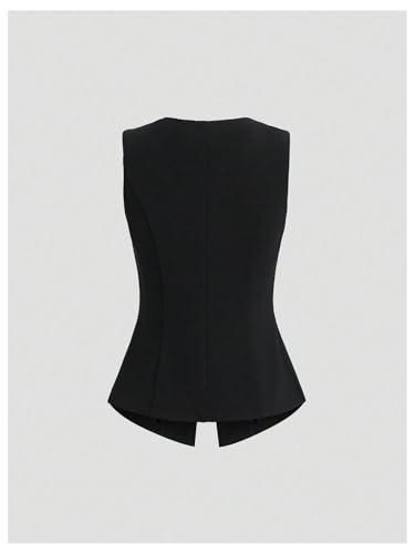 GORGLITTER Women's Plus Size Vest Tops Button Up Sleeveless Waistcoat Business Work Office Blazer Vest2