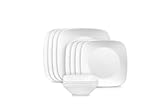 C@relle Pure White Square 12-Piece Dinnerware Set