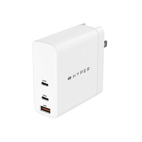 Hyper USB C Gan Wall Charger 140W, Multi-port, Portable, Compatible with MacBook, USB-C Laptop, iPhone and more
