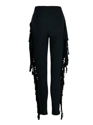 WDIRARA Women's Plus Size Elastic Waist Fringe Trim Pants Stretch Skinny Pants4