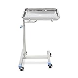 WJ Stainless Steel Tray with Wheels, Multifunctional Tray with Adjustable Height