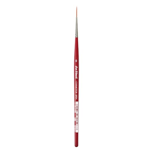 Image of da Vinci Watercolor Series 1280 CosmoTop Spin Paint Brush, Medium Needle-Sharp Liner Synthetic with Red Handle, Size 0
