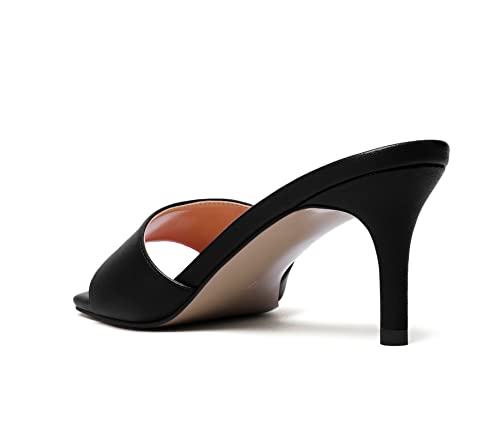 SAMMITOP Wome's Square Open Toe Mules Sandals; Slipper Heeled Stilettos; Sexy Kitten Heels for Evening Prom 2.5 Inch4