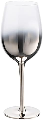 Vikko Décor Silver Ombre White Wine Glasses | Thin, Handblown Glass – Tall, Elegant Stem – Dishwasher Safe – 17.5 Ounce Cup – Great Gift Idea – Set of 12 Wine Glasses