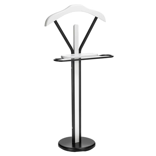 IDIMEX Valet de Chambre Matteo chevalet de Nuit Portant pour vêtements, Structure en métal et en Bois laqué Couleur Noir et Blanc