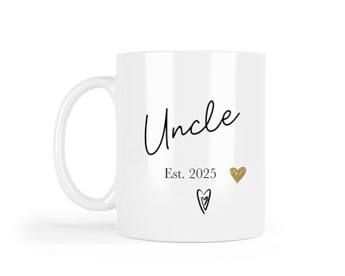 UNIQUEPGIFTS Tasse en céramique blanche pour nouvel oncle, annonce de grossesse, cadeau pour oncle, cadeau pour oncle, 325 ml (1 tasse)