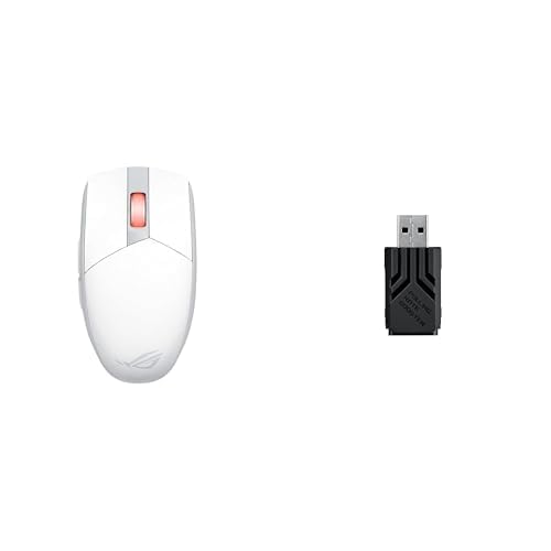 Image of ASUS ROG Strix Impact III Wireless Gaming Mouse (57G, 36K DPI) & ROG Polling Rate Booster (8000Hz) Bundle - White /Black