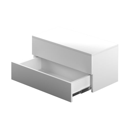 Gaveteiro Suspenso Com Duas Gavetas Prático Aparador Moderno Preto Branco(Branco