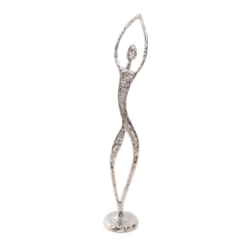 Estatua Decorativa Bailarina Texturizada de Aluminio Plateado miniatura 2